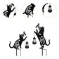 Set 2 Decoratiuni Solare de Gradina, Model Pisica Neagra cu Felinar LED si Fluture, din Metal