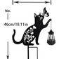 Set 2 Decoratiuni Solare de Gradina, Model Pisica Neagra cu Felinar LED si Fluture, din Metal