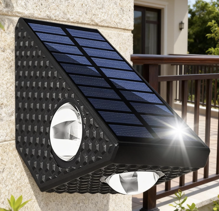 Set 2 Lampi Solare Decorative de Perete , Lumina in 3 Directii , Mullticolor , Alb rece , Alb Cald