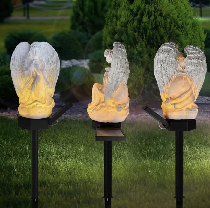 Set 2 Lampi Solare Decorative Inger cu LED, Iluminare Automata, Rezistente la Intemperii, IP44, 45 cm