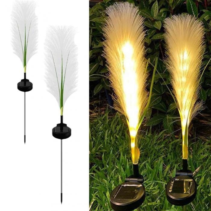 Set 4 Lampi Solare Decorative tip Iarba Pampas cu LED M374-22, 70cm, lumina calda, IP66