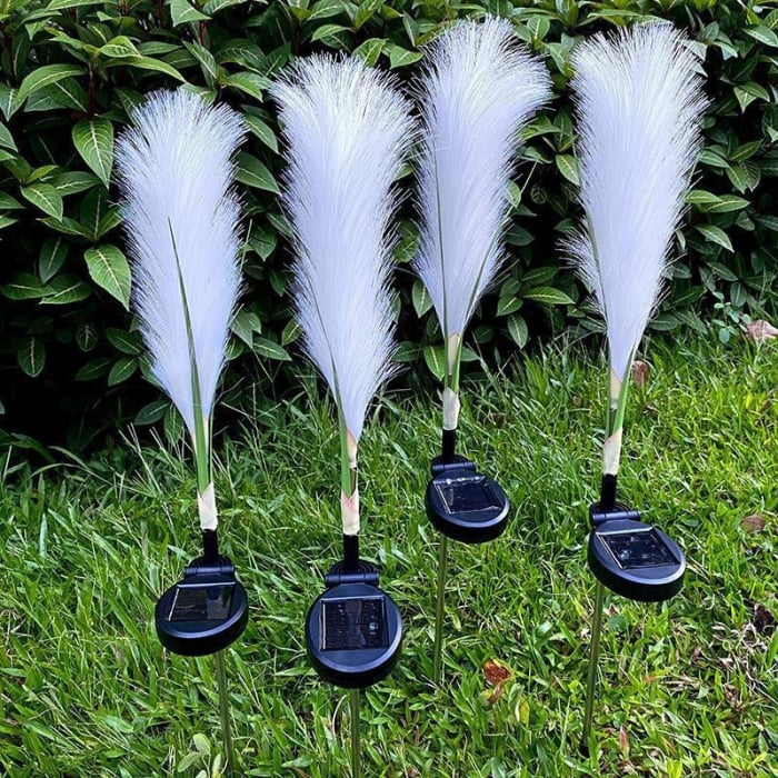Set 4 Lampi Solare Decorative tip Iarba Pampas cu LED M374-22, 70cm, lumina calda, IP66