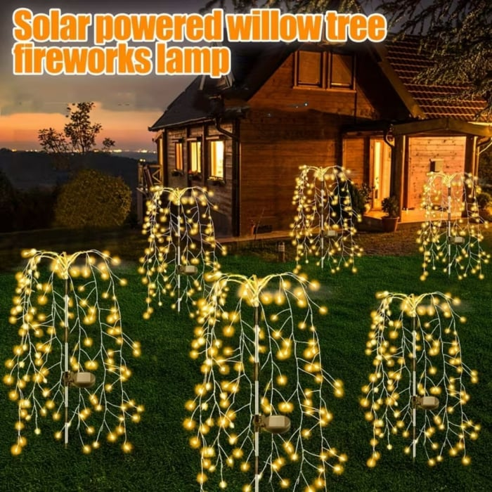 Set 2 Lampi Solare Decorative tip Salcie pentru Curte si Gradina, 120 LED-uri, Lumina Calda/Rece/Multicolor