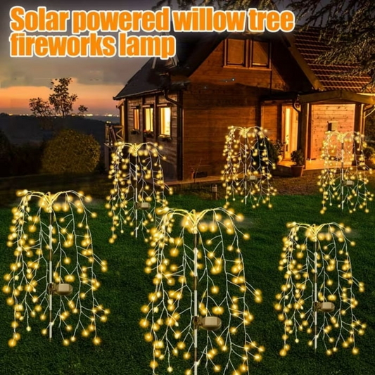 Set 2 Lampi Solare Decorative tip Salcie pentru Curte si Gradina, 120 LED-uri, Lumina Calda/Rece/Multicolor