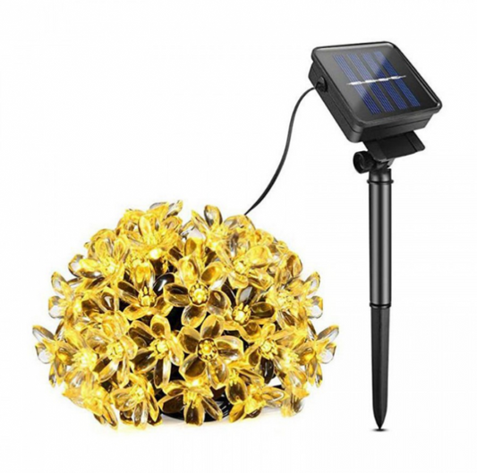 Instalatie Solara Gradina Flori de Cires cu 50 LED-uri, alb cald