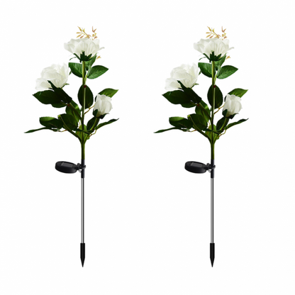Set 2 x Lampi Solare Trandafir cu 3 Flori LED – Decor Elegant de Gradina, Tarus si Panou Solar