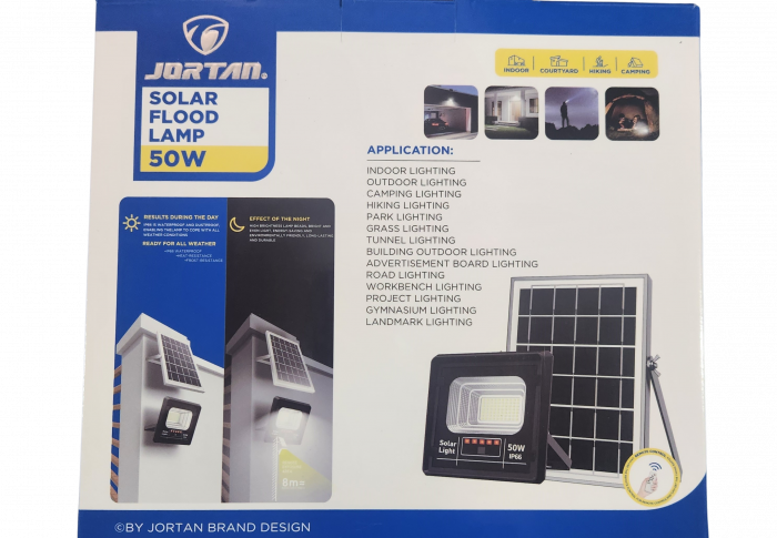 Set 2 x Proiector Solar Jortan 50W , IP 66 , Telecomanda , Indicator Baterie , 6500k