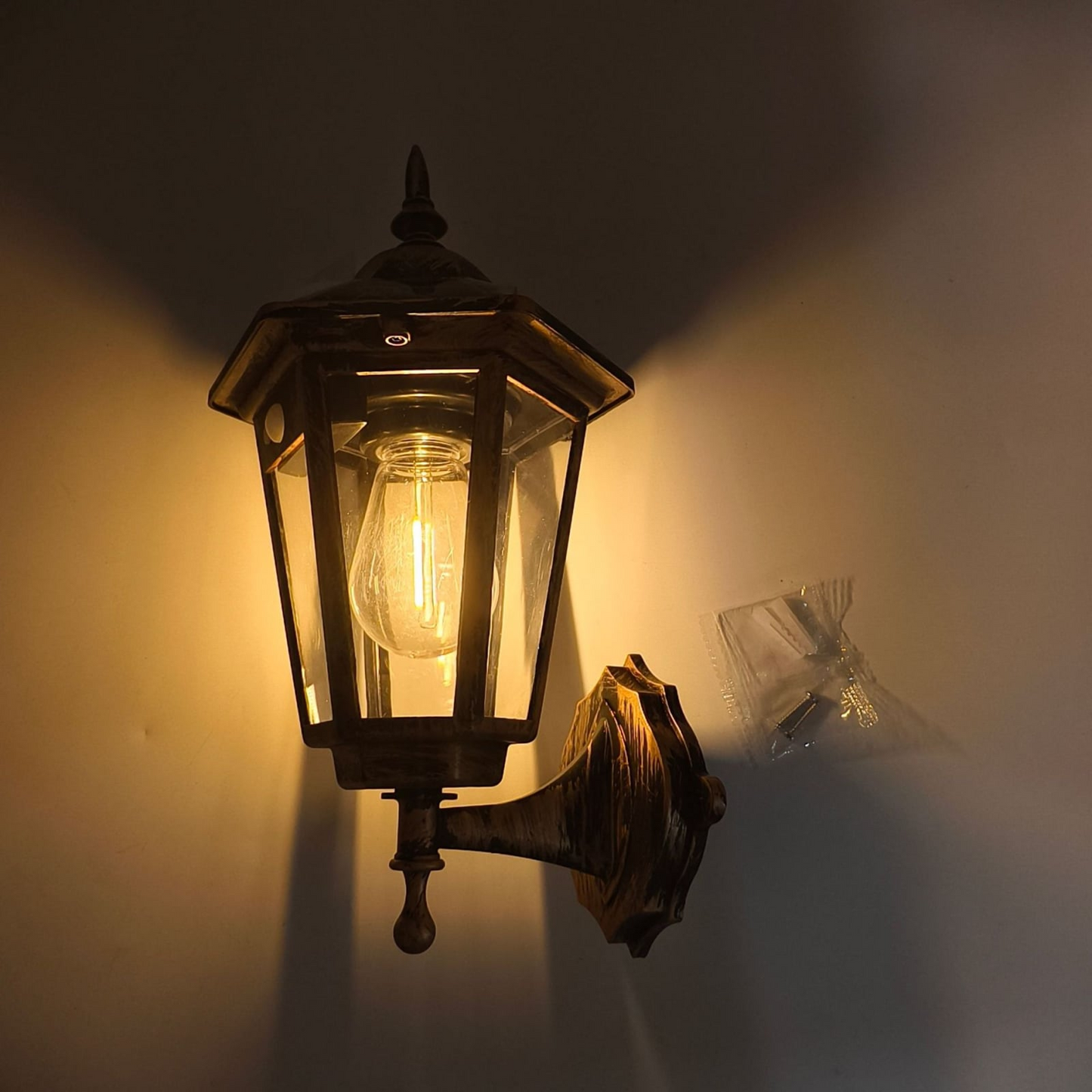 Set Aplice Solare de Perete Vintage cu Senzor de Mișcare, 3 Moduri, Lumină Alb Cald
