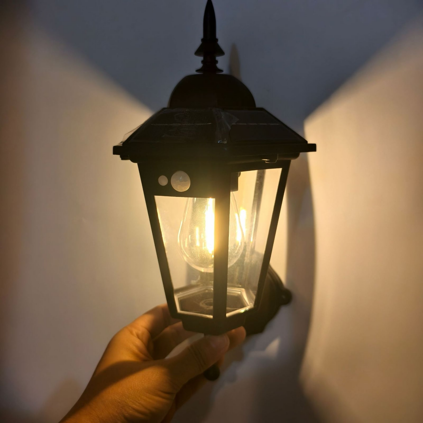 Set Aplice Solare de Perete Vintage cu Senzor de Mișcare, 3 Moduri, Lumină Alb Cald