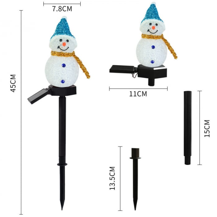Black Friday - Set 4 Lămpi Solare de Crăciun, Om de Zăpadă - Magia Sărbătorilor în Grădina Ta