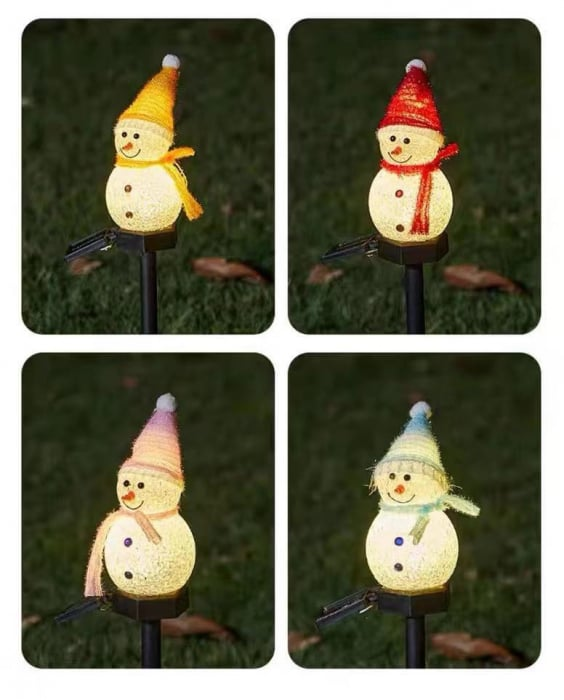 Black Friday - Set 4 Lămpi Solare de Crăciun, Om de Zăpadă - Magia Sărbătorilor în Grădina Ta