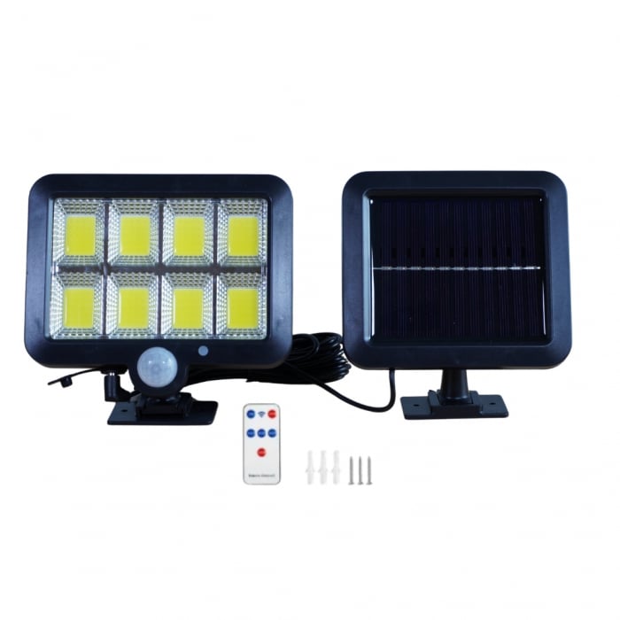 Set 4x Lampi Solare T9 INNOVA Smart Home, 160 LED COB, 8 Cadrane, Senzor Miscare, Panou Detașabil, IP66 + Telecomandă, Cadou + Garanție 3 Ani