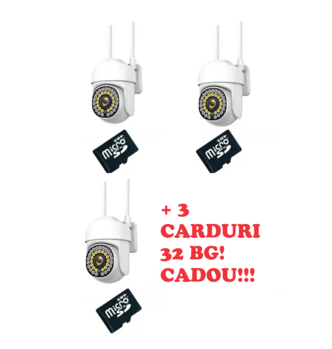 Set 3 x Camera video Jortan Yoosee 28 Leduri, 3 carduri 32GB Incluse