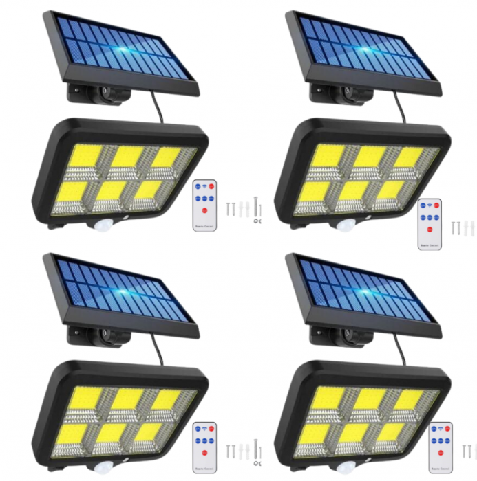 Set 5 x Lampa Solara 50W - 96 LED COB, cu PANOU DETASABIL + Cadou Surpriza