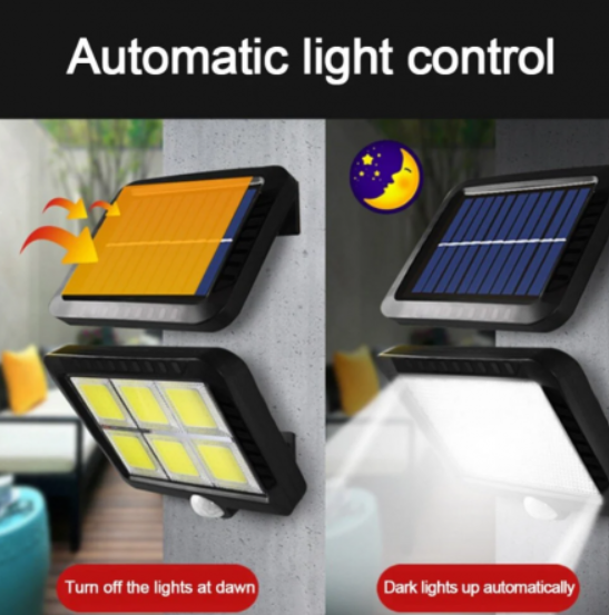 Set 4 x Proiectoare Solare cu Panou Separat Si Senzor de Miscare 100 COB + Telecomanda +cadou o lampa solara