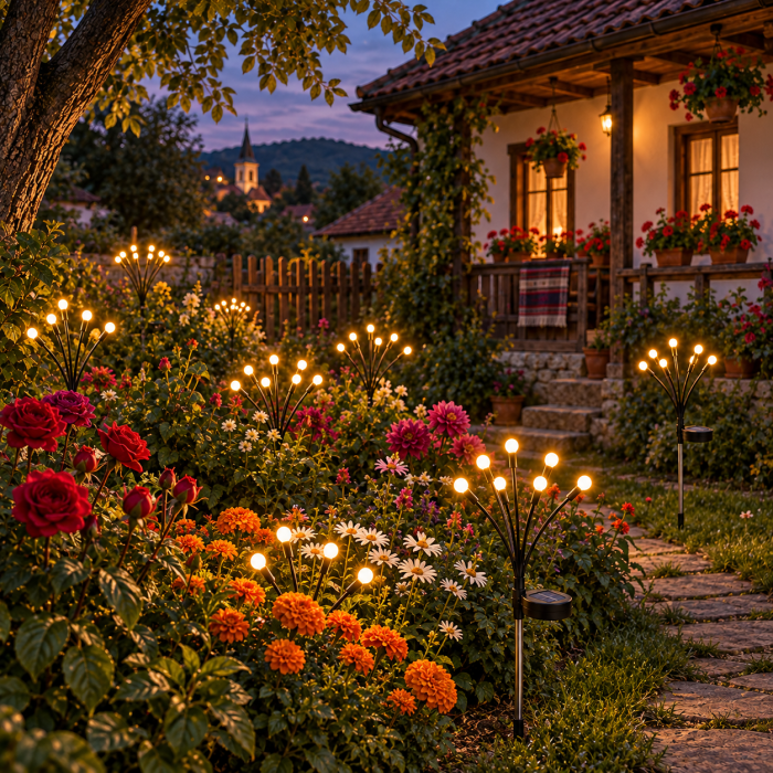 SET 4/8 x Lampa Solara Magia Licuricilor , Decoratiune de Gradina, LED, Lumina Calda
