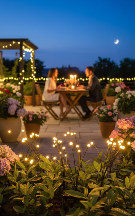 Black Friday - Set de 4 Lămpi Solare de Grădină cu Licurici Multicolor – Eleganță și Magie în Spațiul Exterior