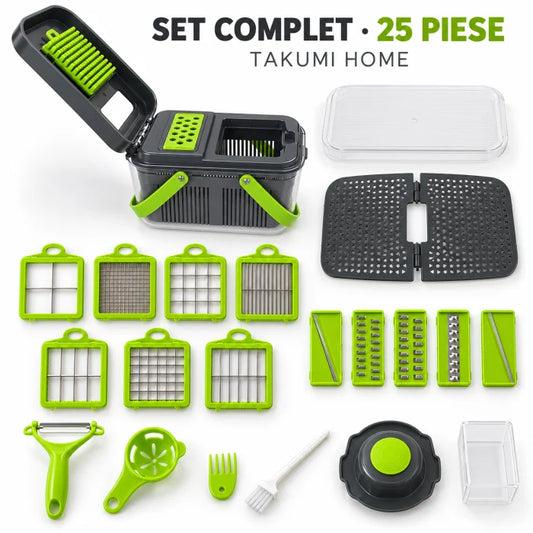 Tocător multifuncțional TAKUMI HOME by Innova, set 25 piese, gri/verde