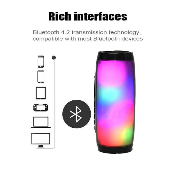 Boxa stereo Bluetooth , portabila, lumina ambientala multicolora